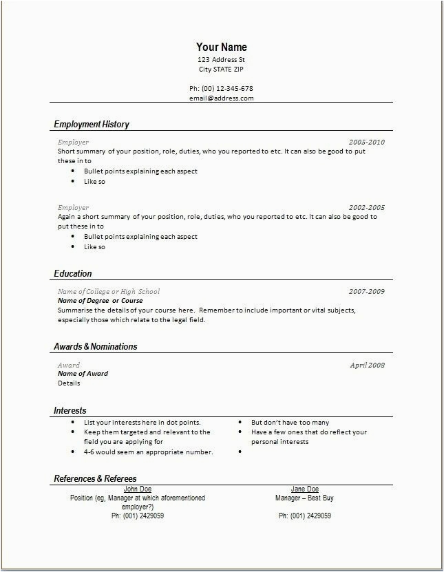 Free Quick and Easy Resume Template Easy and Free Resume Templates