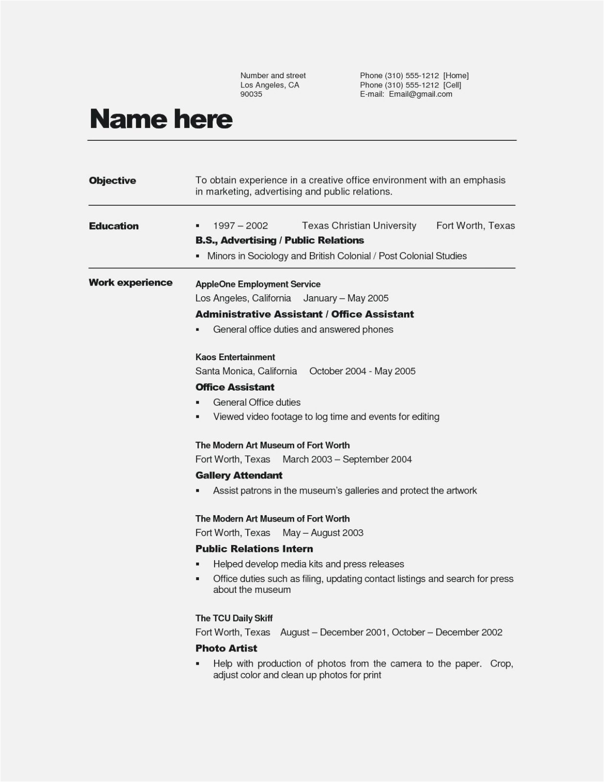 Free Quick and Easy Resume Template Quick and Easy Resume