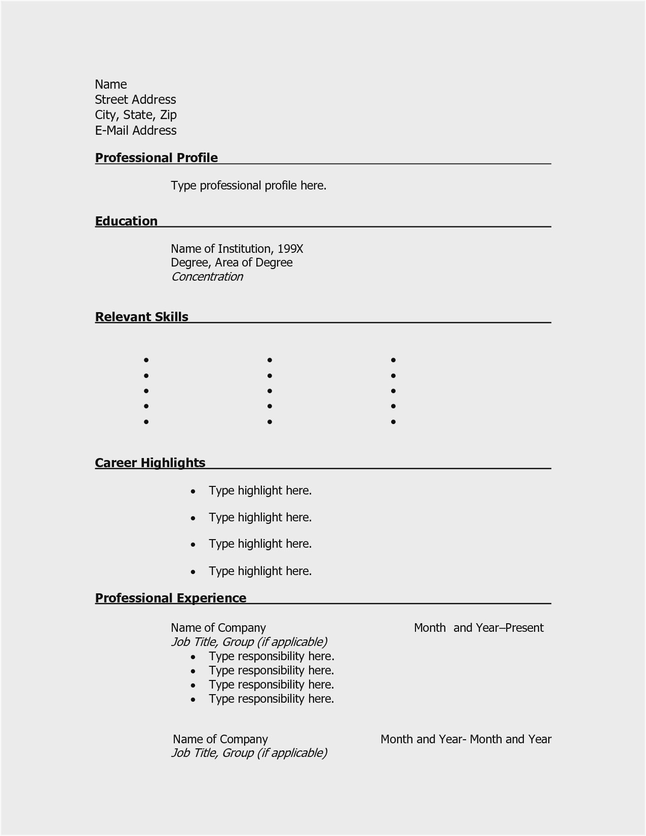 Free Quick and Easy Resume Template Resume Templates Pdf