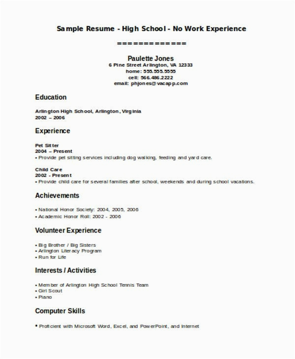 Free Resume Template for Teenager with No Experience Resume Template Teenager No Job Experience Five Benefits