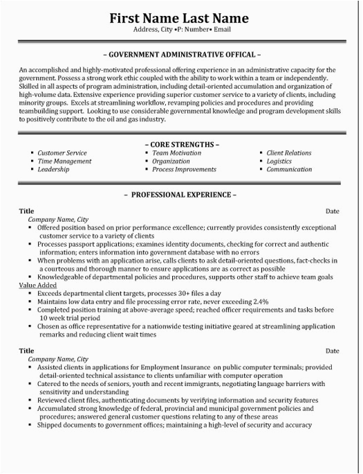 Free Resume Templates for Government Jobs Administrative Ficial Resume Sample & Template