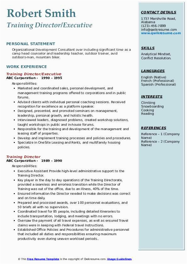 Free Unique Samples Of Training Manager Resume S Training Director Resume Samples