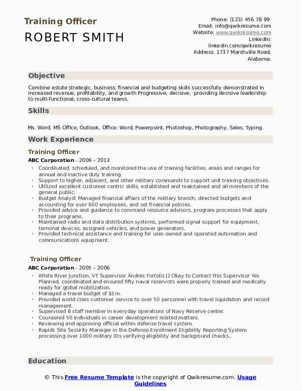 Free Unique Samples Of Training Manager Resume S Training Ficer Resume Samples