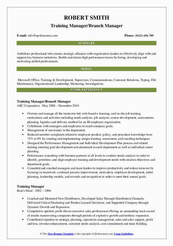 Free Unique Samples Of Training Manager Resume S Training Manager Resume Samples