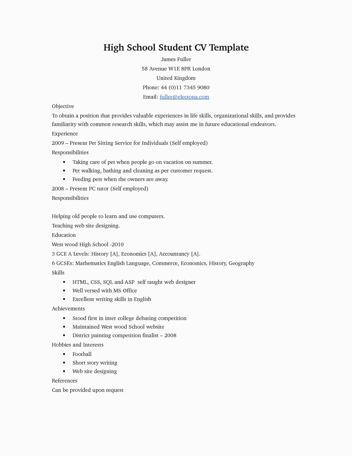 High School Resume Template for First Job First Job High School Resume Sample Good Resume Examples