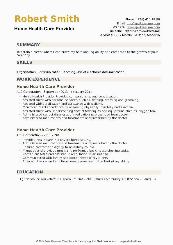 Home Health Care Provider Resume Sample Home Health Care Resume Example Awesome Home Health Care