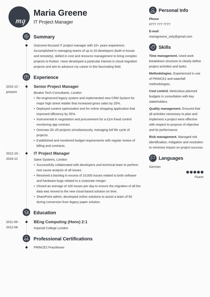 It Project Manager Resume Sample format It Project Manager Resume Example Template Primo