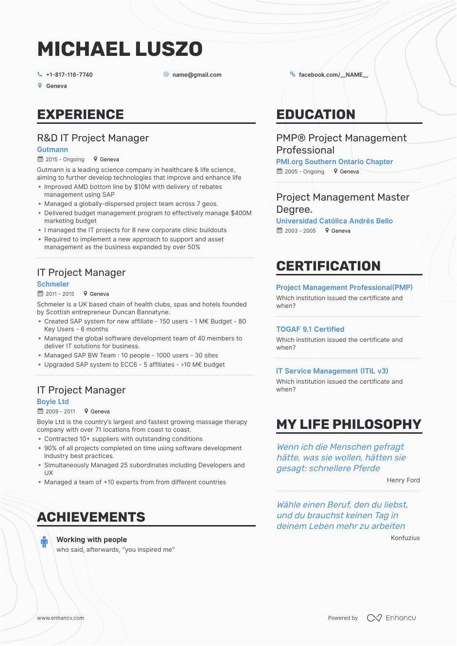 It Project Manager Resume Sample format It Project Manager Resume Examples and Skills You Need to