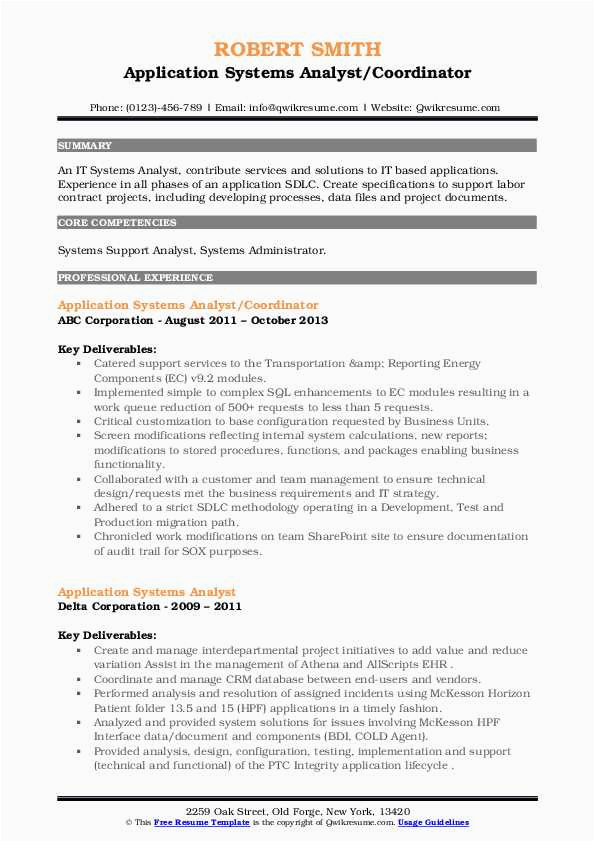 Management Systems Analyst Resume Sample Example Application Systems Analyst Resume Samples