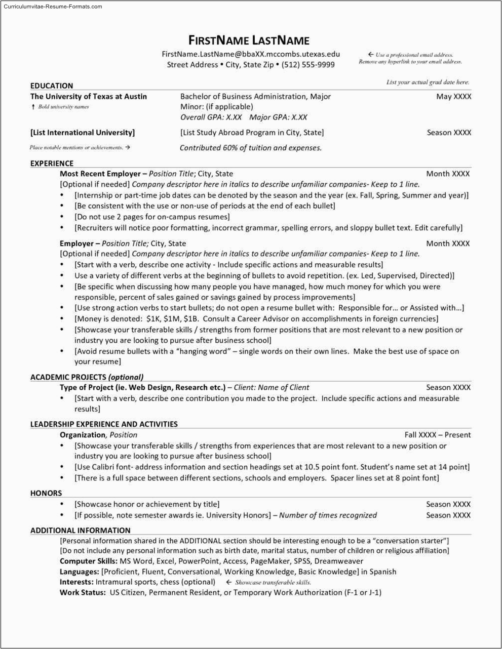 Mccombs School Of Business Resume Template Mc Bs Resume Template Mccombs School Of Business Resume Template Mc Bs Resume Template