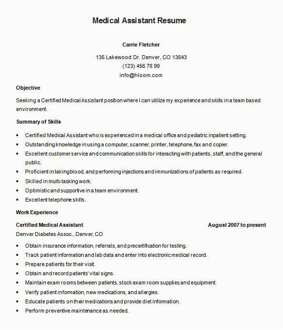 Medical assistant Resume Template Free Download 5 Medical assistant Resume Templates Doc Pdf