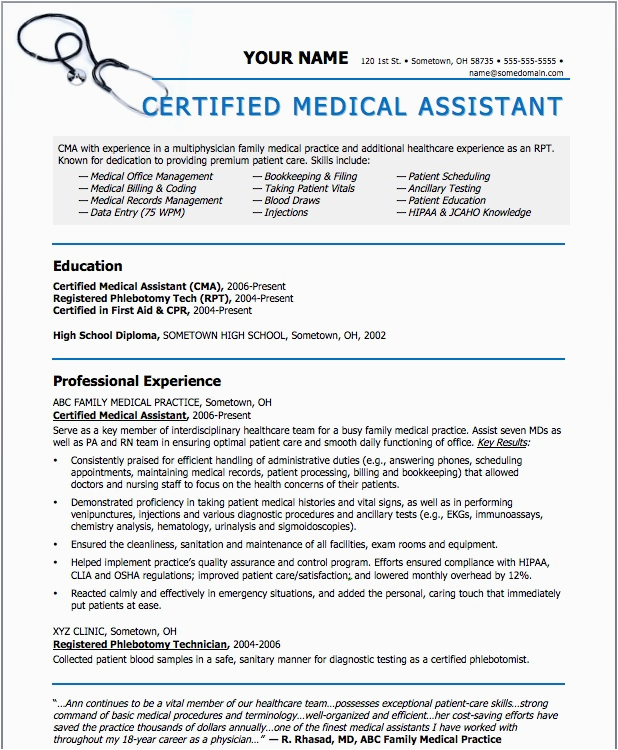 Medical assistant Resume Template Free Download Sample Resumes for Medical assistant