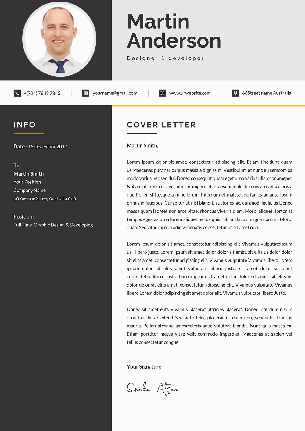 Modern Resume and Cover Letter Template Modern Cover Letter Design Template Word format