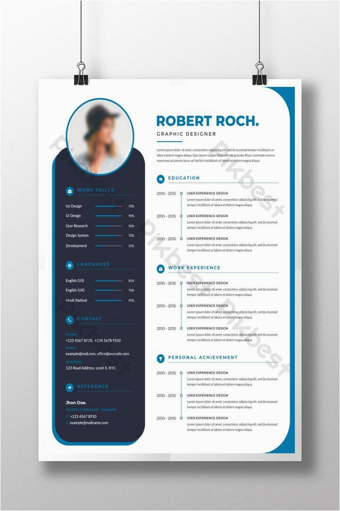 Modern Resume Template with Photo Free Download Modern Resume Cv Template Design