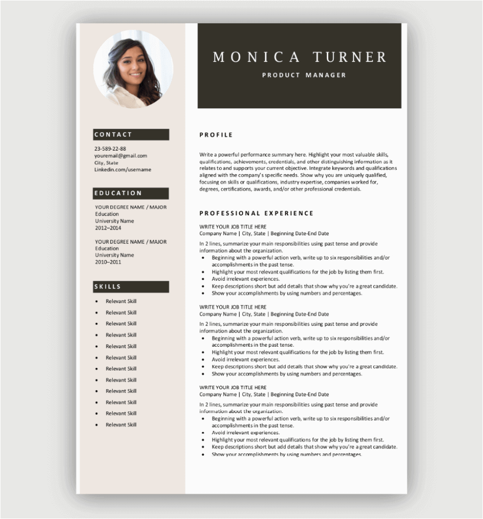 Modern Resume Template with Photo Free Download Modern Resume Template Download for Free