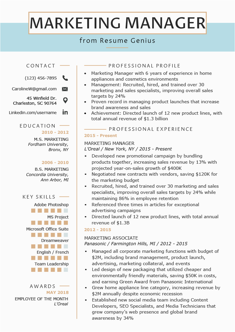 Office and Marketing Manager Resume Sample Marketing Manager Resume Example Template Rg