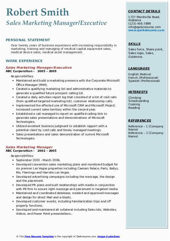 Office and Marketing Manager Resume Sample Sales Marketing Manager Resume Samples