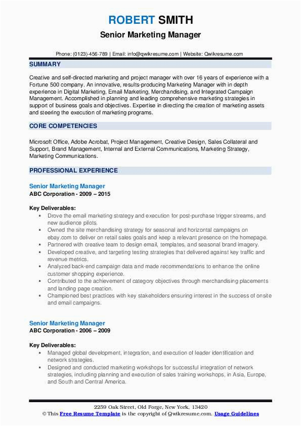 Office and Marketing Manager Resume Sample Senior Marketing Manager Resume Samples