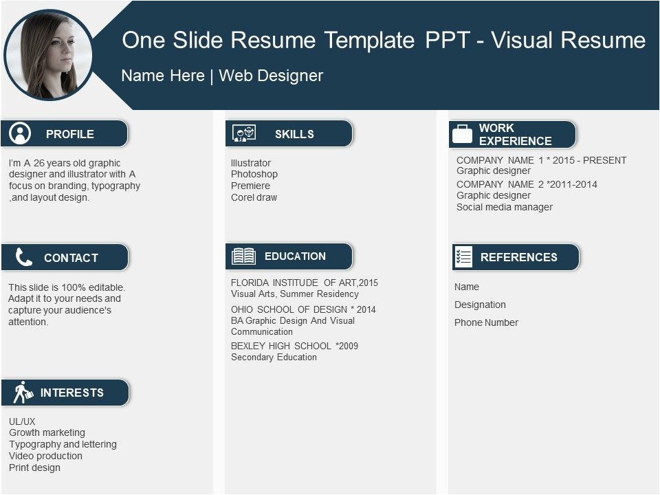 One Slide Resume Template Ppt Download E Slide Resume Template Ppt Visual Resume