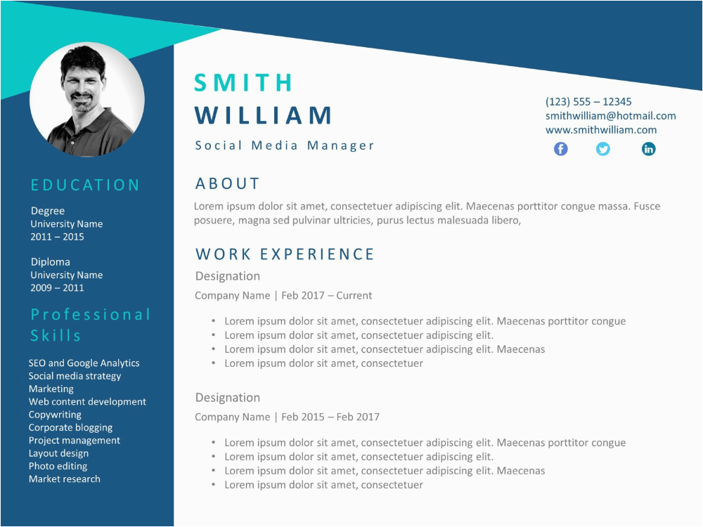 One Slide Resume Template Ppt Download Pin On Resume Powerpoint Templates