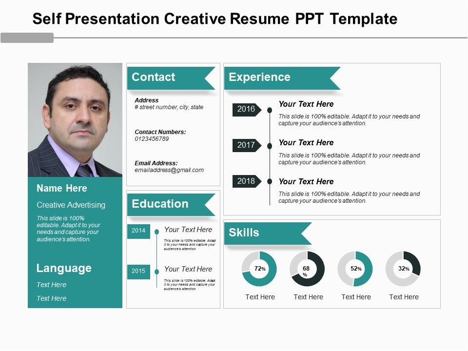 One Slide Resume Template Ppt Download Self Presentation Creative Resume Ppt Template
