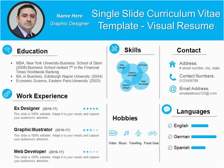 One Slide Resume Template Ppt Download Slide Curriculum Vitae