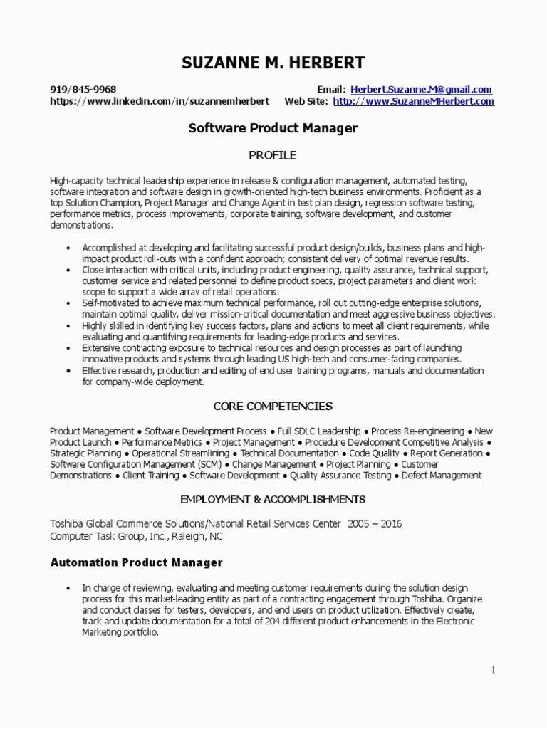 Point Of Sale software Resume Sample software Product Manager It In Raleigh Durham Nc Resume Suzanne Herbert