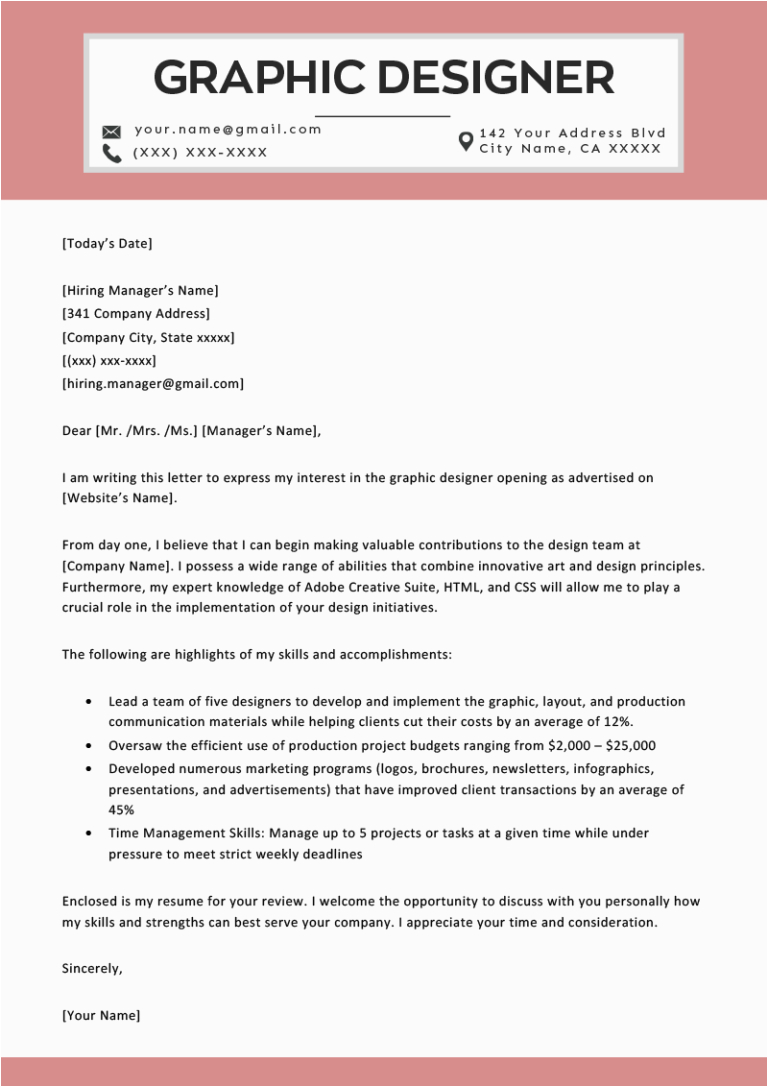 Resume and Cover Letter Template Download Graphic Design Cover Letter Sample