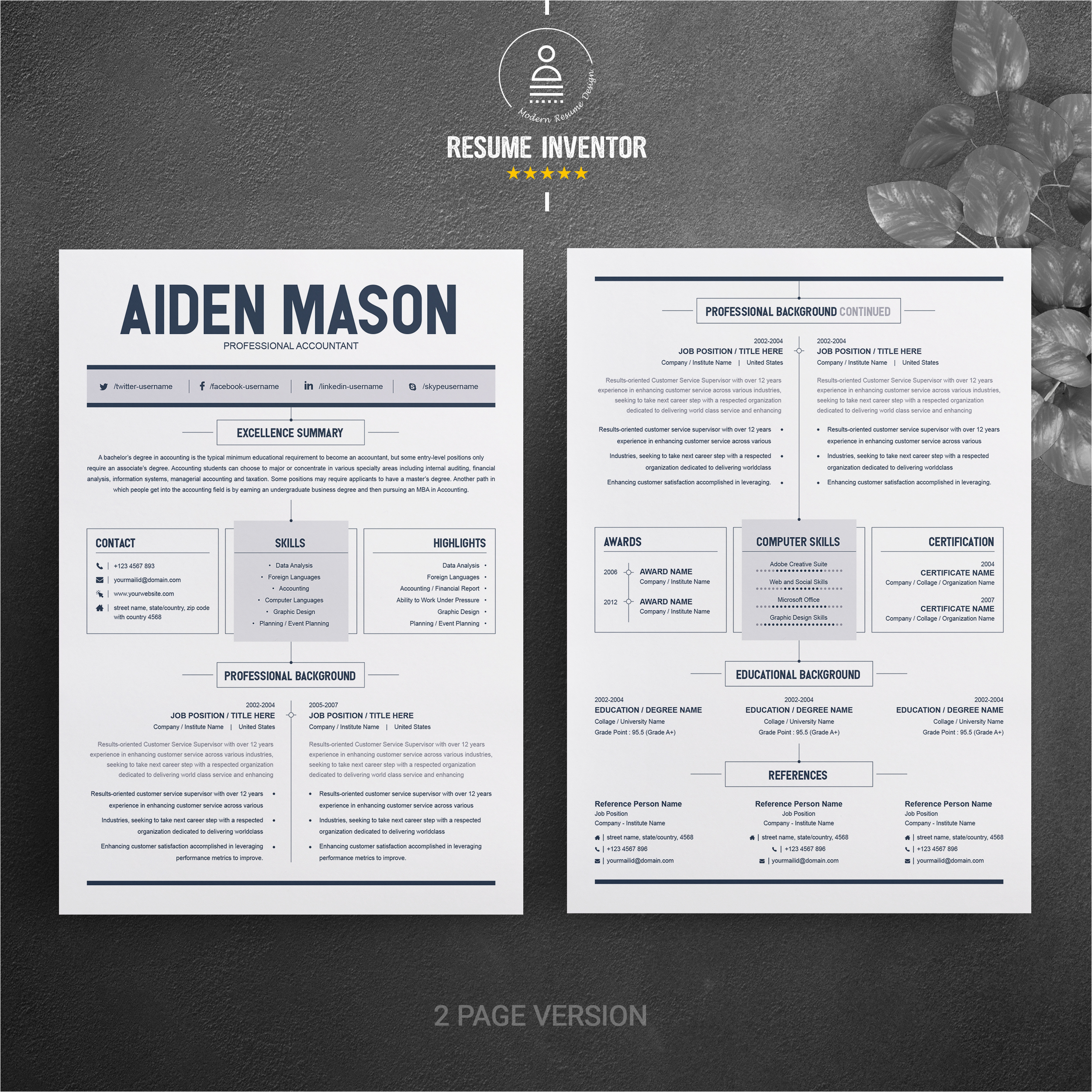 Resume and Cv Templates for Pages 2 Page Resume Template Graphicfy