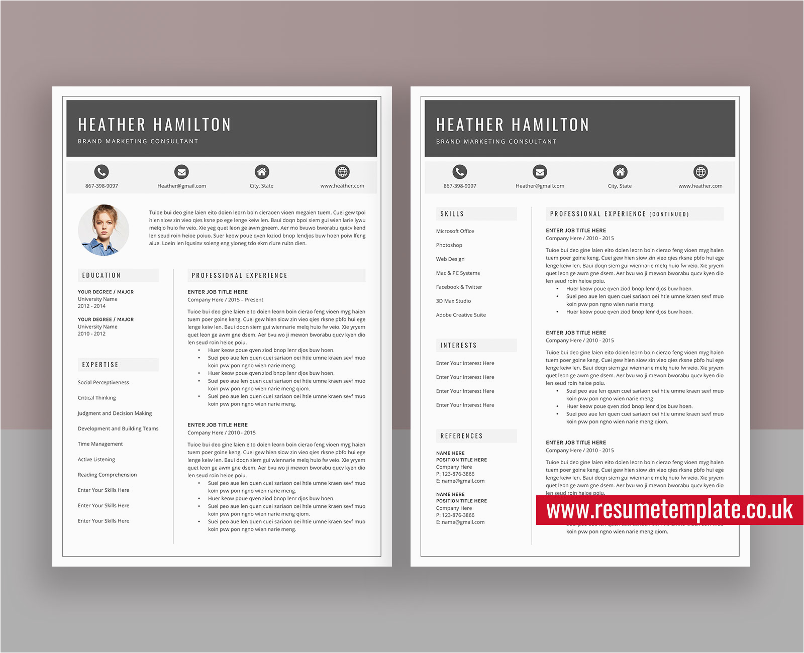Resume and Cv Templates for Pages Professional Resume Template Editable Cv Template Cv