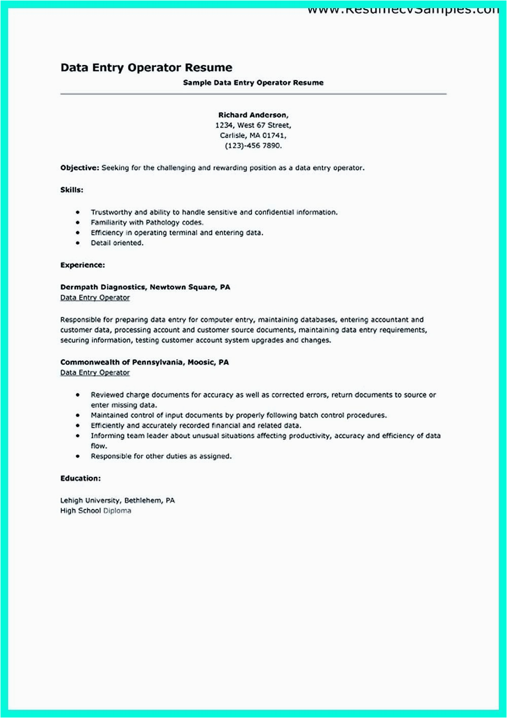 Resume Cover Letter Samples for Data Entry Your Data Entry Resume is the Essential Marketing Key to the Job