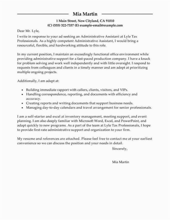 Resume Cover Letter Template for Administrative assistant Browse Our Sample Of Admin assistant Cover Letter Template