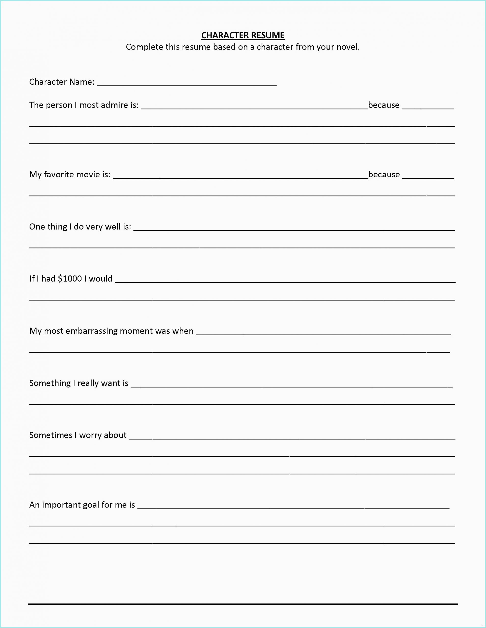 Resume Fill In the Blank Template Free Printable Fill In the Blank Resume Templates