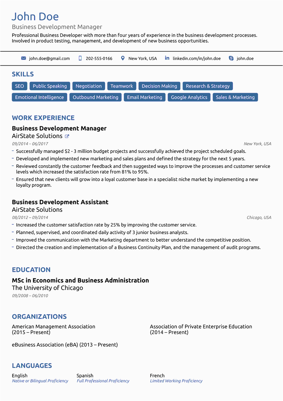 Resume for Only One Job Template Free E Page Resume Templates [free Download]