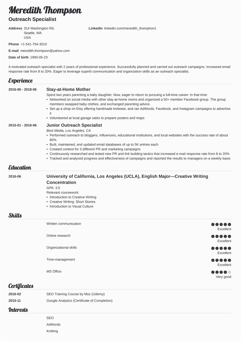 Resume for Stay at Home Mom Returning to Work Template Stay at Home Mom Resume Template Mryn ism