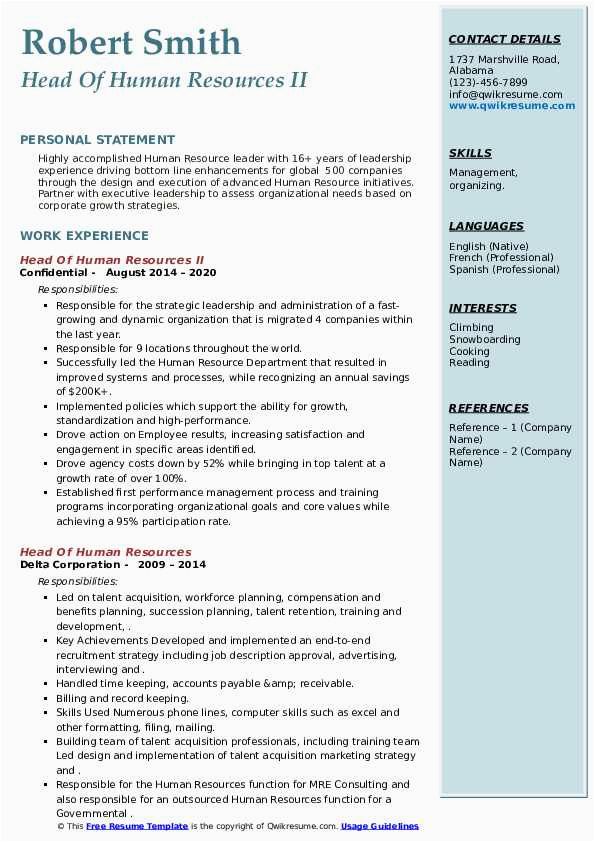 Resume Headline Samples for Human Resources Head Human Resources Resume Samples