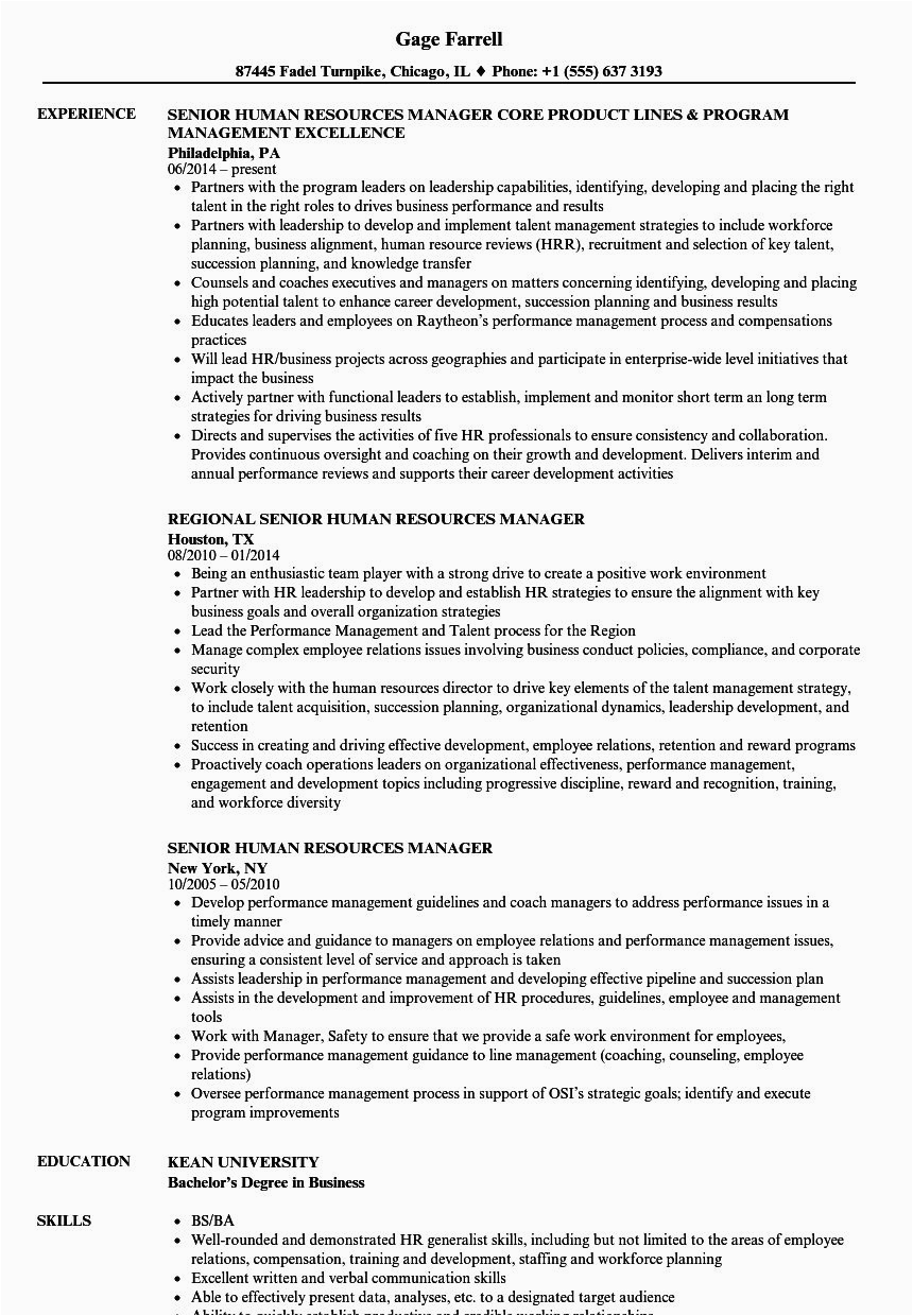 Resume Headline Samples for Human Resources Human Resource Specialist Resume New Senior Human
