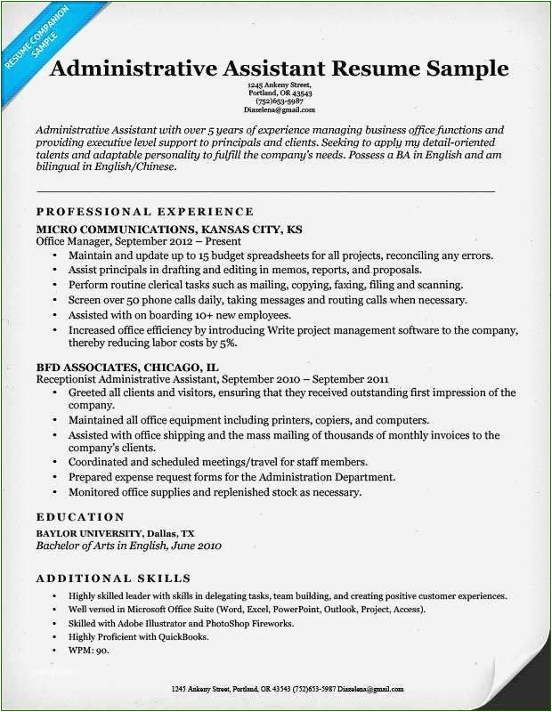 Resume Profile Samples for Admin assistant 11 attractive Administrative assistant Resume Template Microsoft Word