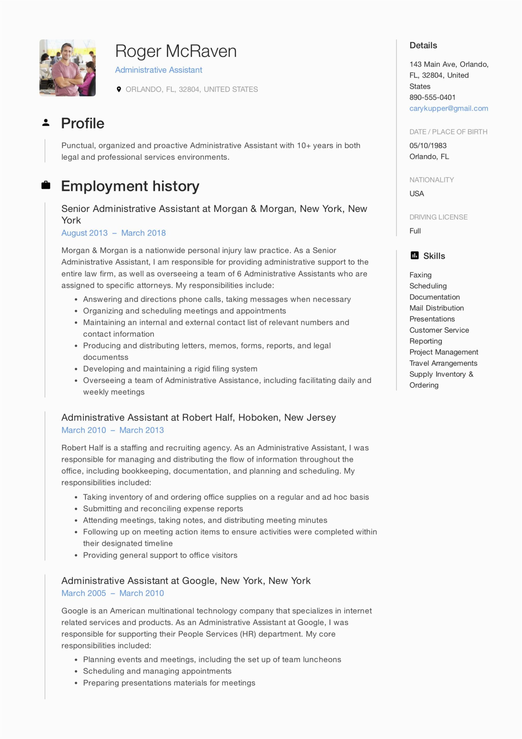 Resume Profile Samples for Admin assistant 19 Free Administrative assistant Resumes & Writing Guide
