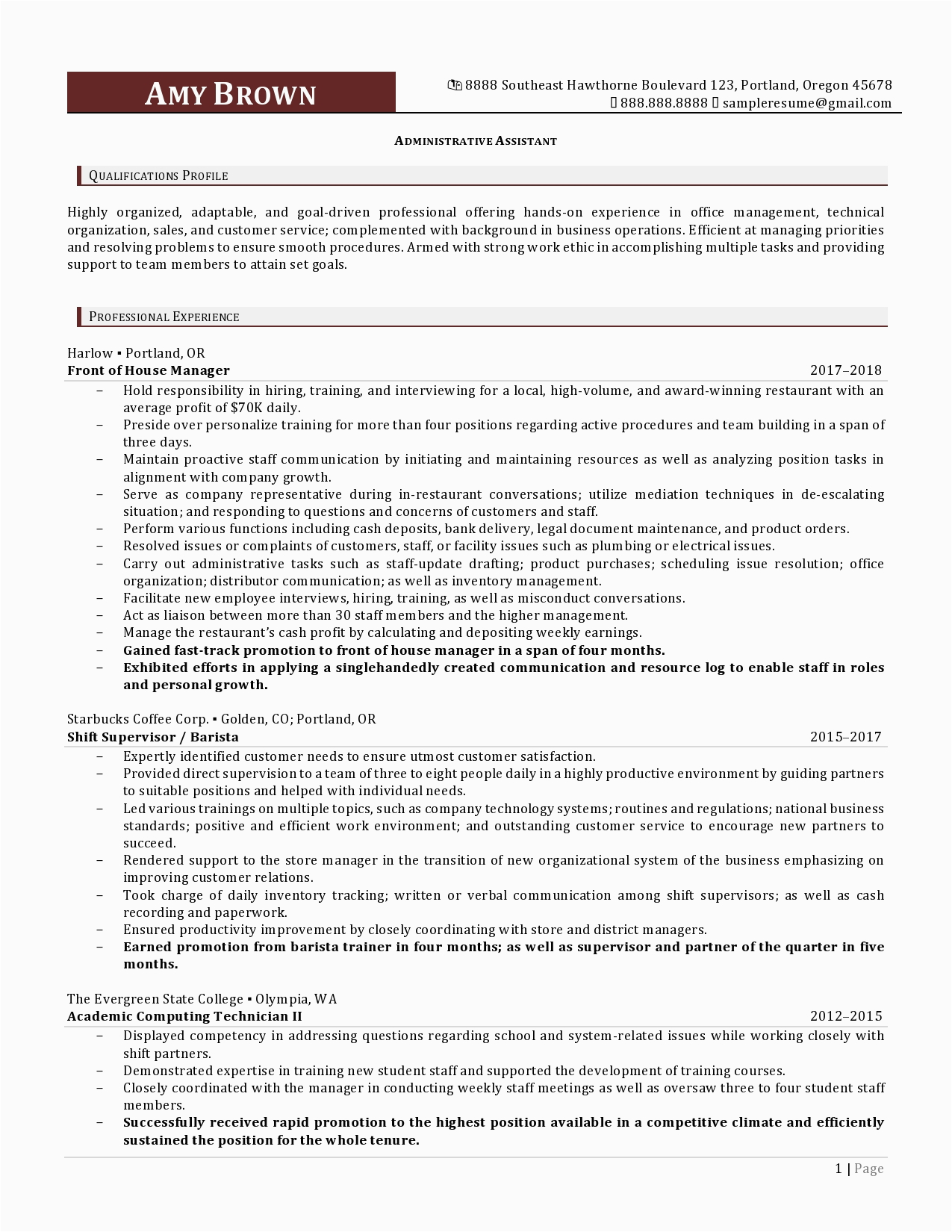 Resume Profile Samples for Admin assistant Administrative assistant Resume Example