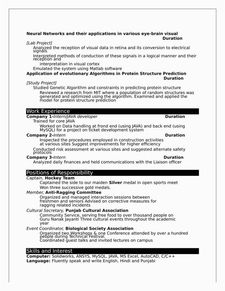 Resume Sample for Agricultural Engineering Freshers 32 Resume Templates for Freshers Download Free Word