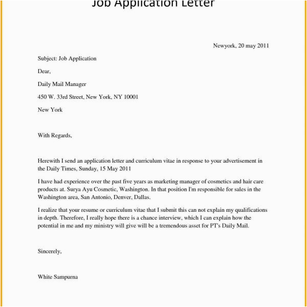 Resume Sample for Any Vacant Position Resume Simple Application Letter Sample for Any Vacant