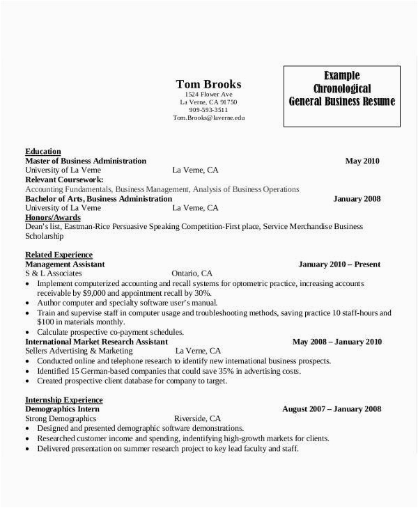 Resume Sample for Business Administration Graduate 18 Simple Business Resume Templates
