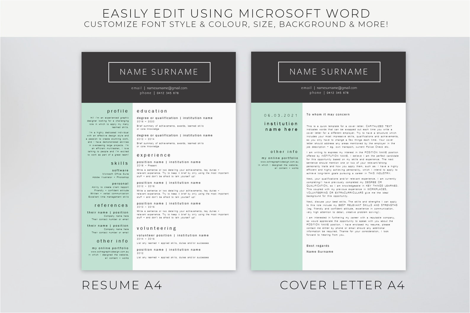 Resume Sample when You Have Green Card Sage Green & Charcoal Minimal Chic Resume Template Design with