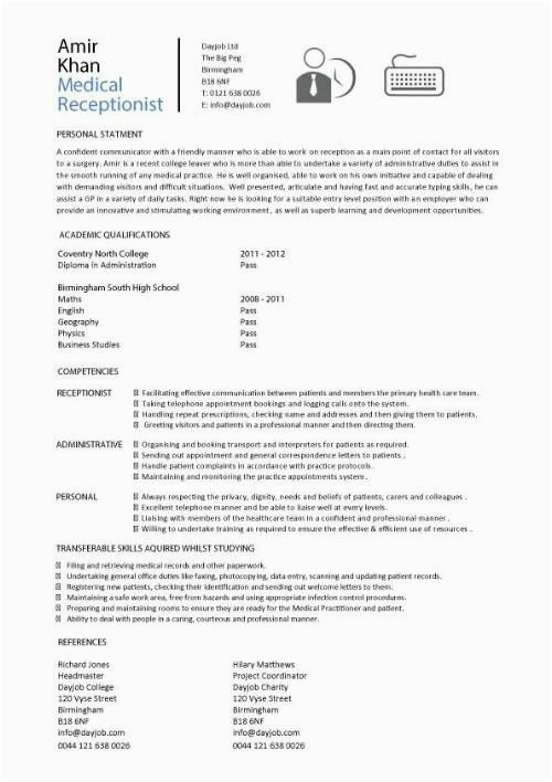 Resume Samples for Receptionist with No Experience Curriculum Medical Doctor and Medical On Pinterest
