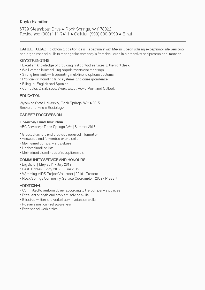 Resume Samples for Receptionist with No Experience No Experience Receptionist Curriculum Vitae