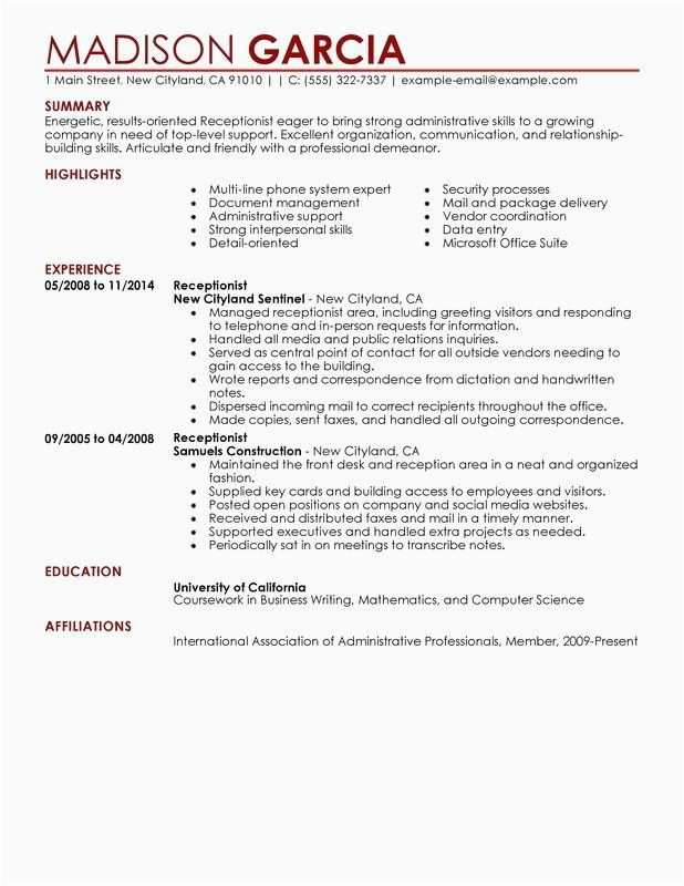 Resume Samples for Receptionist with No Experience Resume Sample for Receptionist Position with No Experience Restume