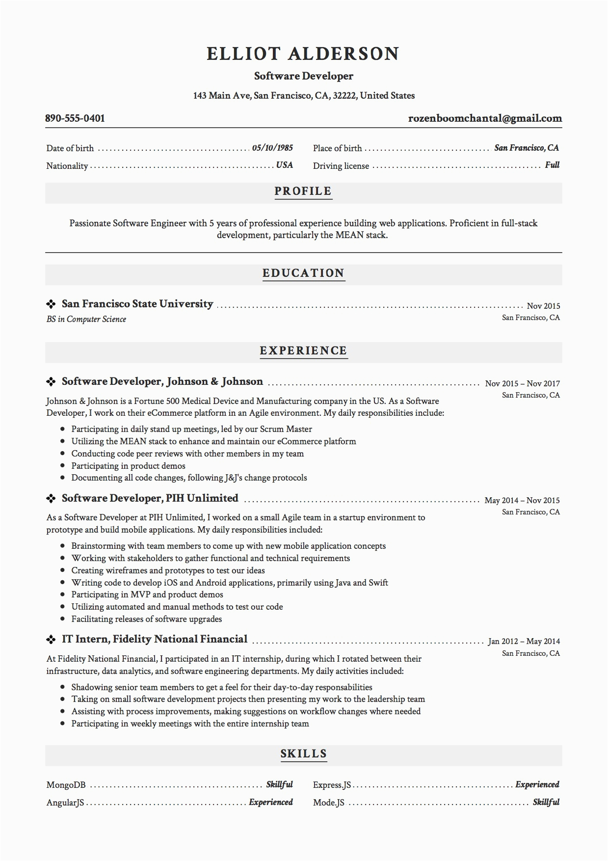 Resume Template for 3 Years Experience Sample Resume for software Engineer with 3 Years Resume Template for 3 Years Experience Sample Resume for software Engineer with 3 Years