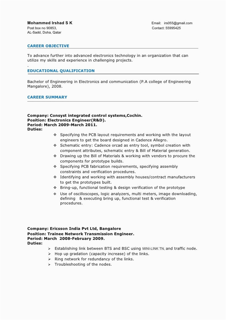 Resume Template for 3 Years Experience Sample Resume format for 3 Years Experience