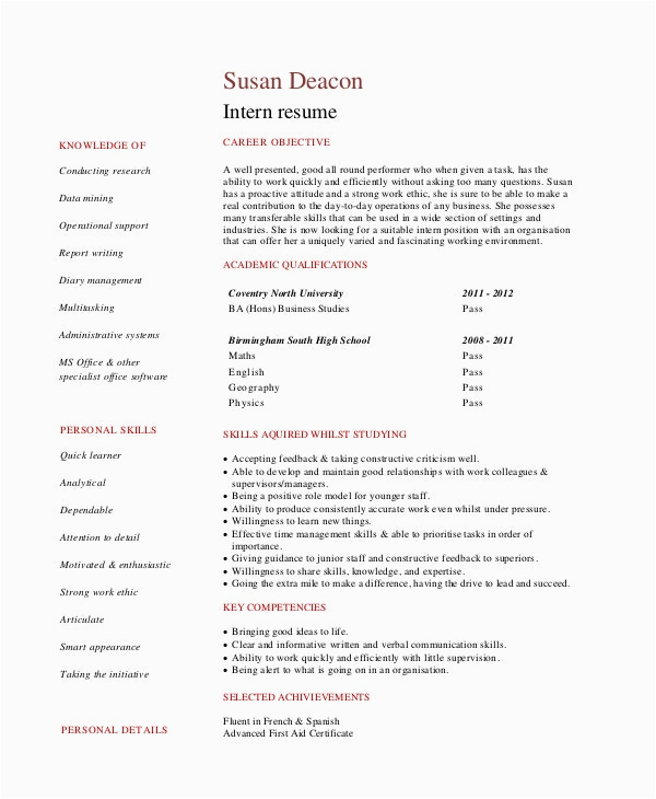 Resume Template for High School Student Internship 10 High School Resume Templates Examples Samples format